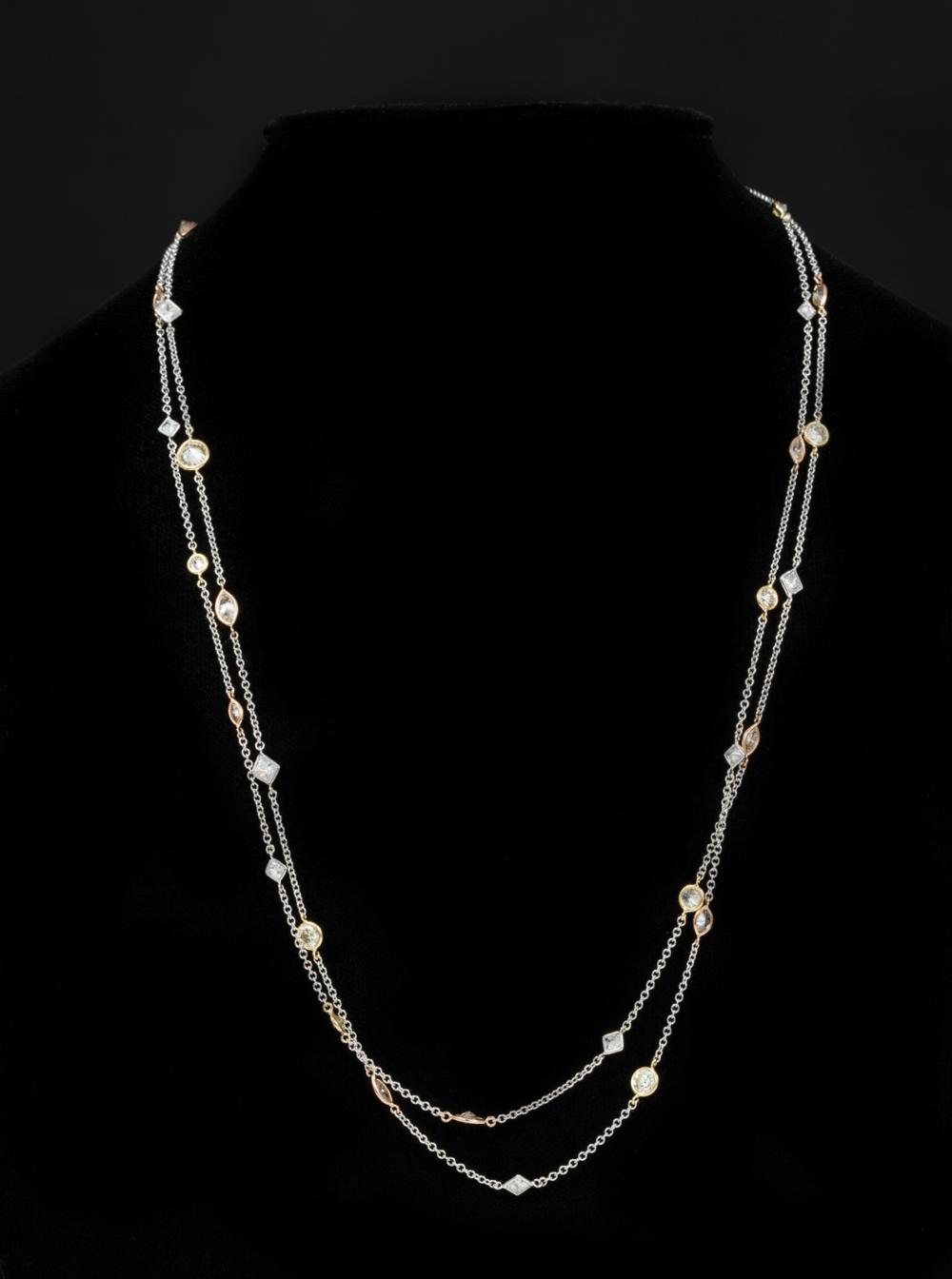 Appraisal: kt White Yellow and Rose Gold and Diamond Necklace comprised