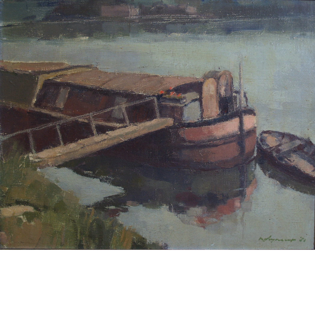 Appraisal: Edward Molyneux Irish - Houseboat on the Seine Signed Molyneux