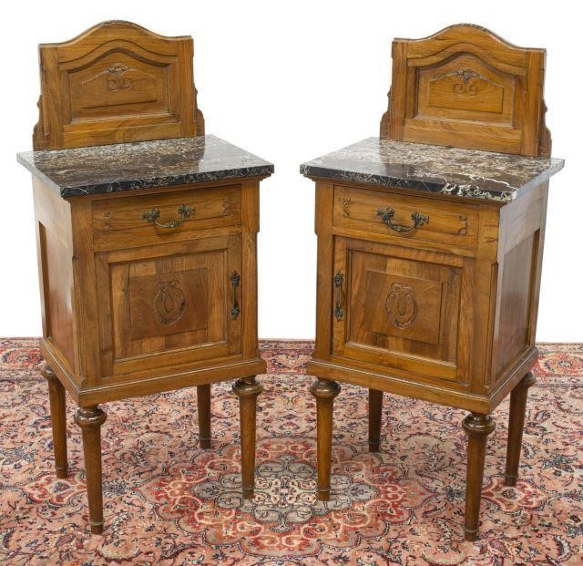 Appraisal: pair Italian walnut bedside cabinets early th c having a