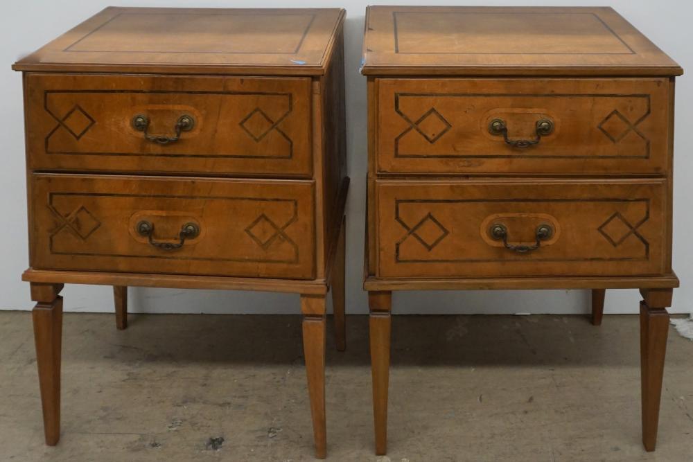 Appraisal: PAIR ITALIAN NEOCLASSICAL STYLE INLAID WALNUT COMMODES H X W