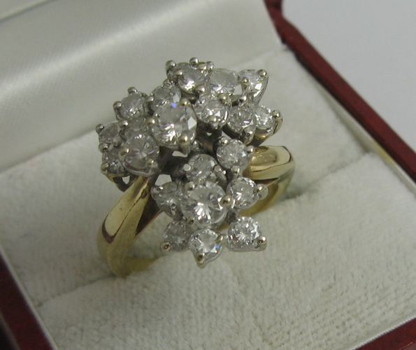 Appraisal: DIAMOND AND K GOLD CLUSTER RING WITH APPRAISAL set with