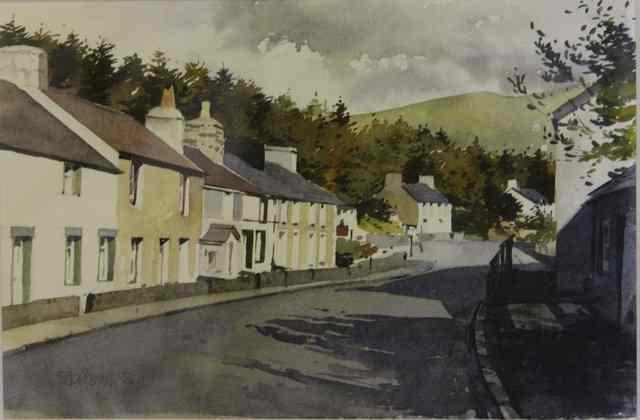 Appraisal: ROB PIERCY TH CENTURY Street view from a North Wales