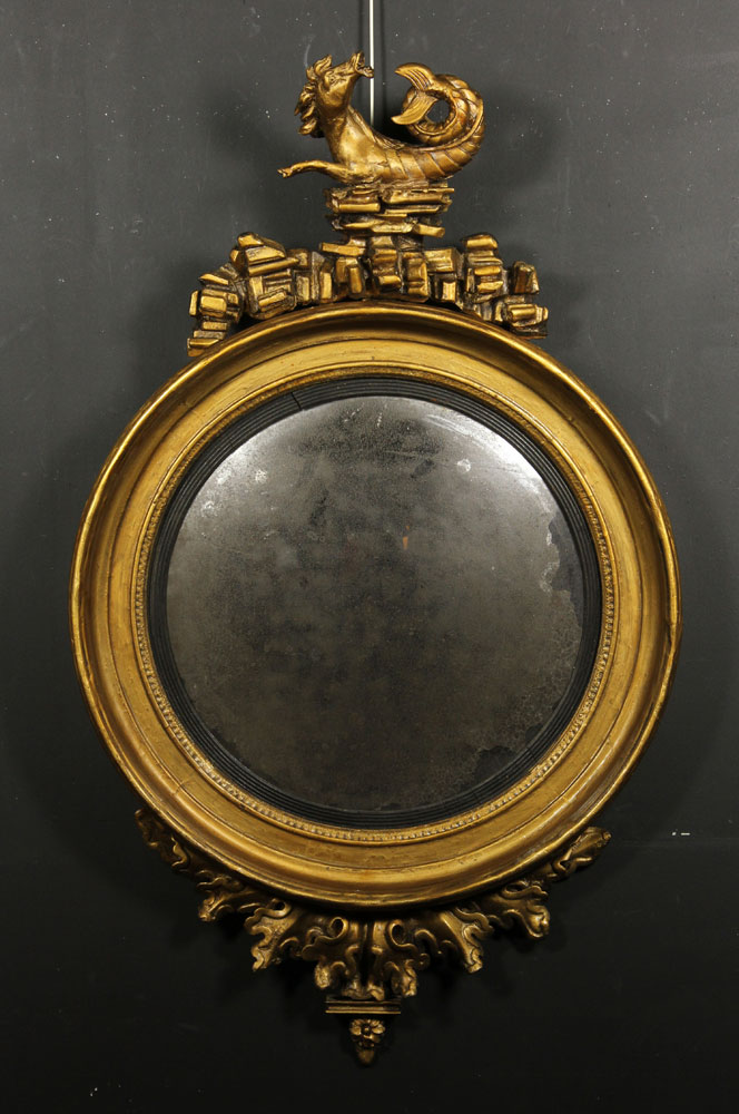 Appraisal: - th C Federal Gilt Wood Convex Mirror Early th