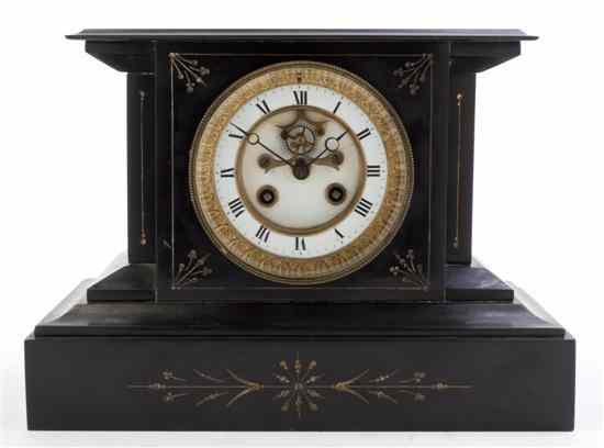 Appraisal: An Aesthetic Movement Slate Mantel Clock having a rectangular top