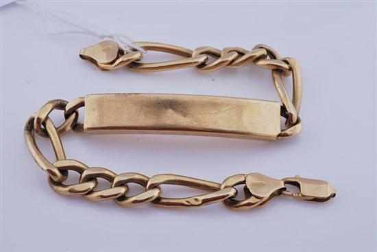 Appraisal: A HOLLOW FLAT CURB LINK BRACELET STAMPED CT GOLD A