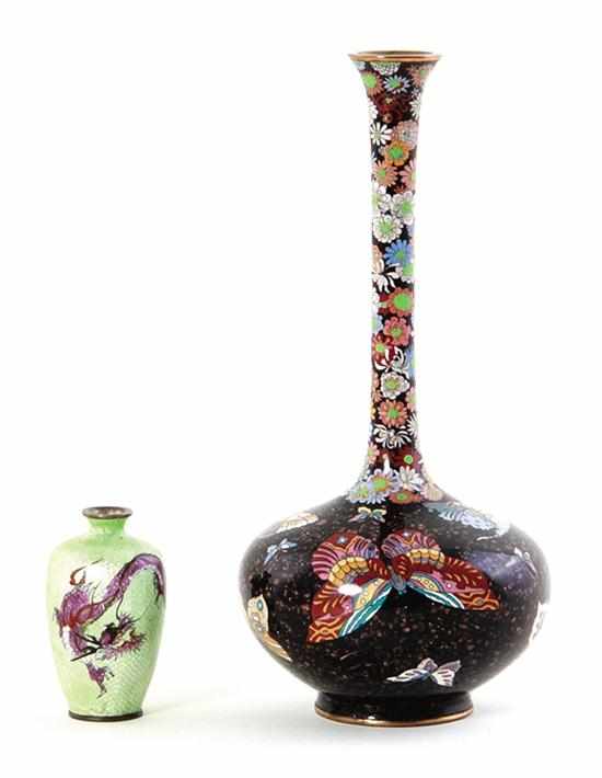 Appraisal: Chinese and Japanese cloisonne vases early th century Chinese floral-decorated