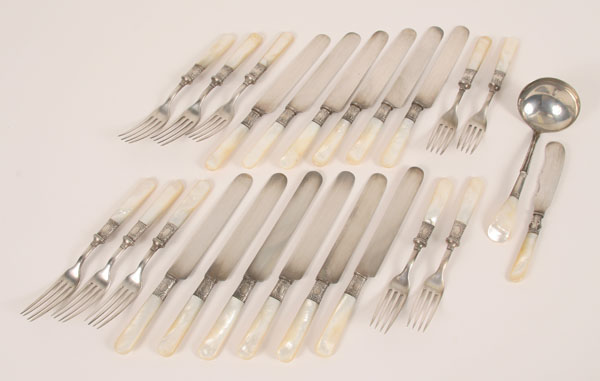 Appraisal: Two sets of mother of pearl flatware with sterling silver