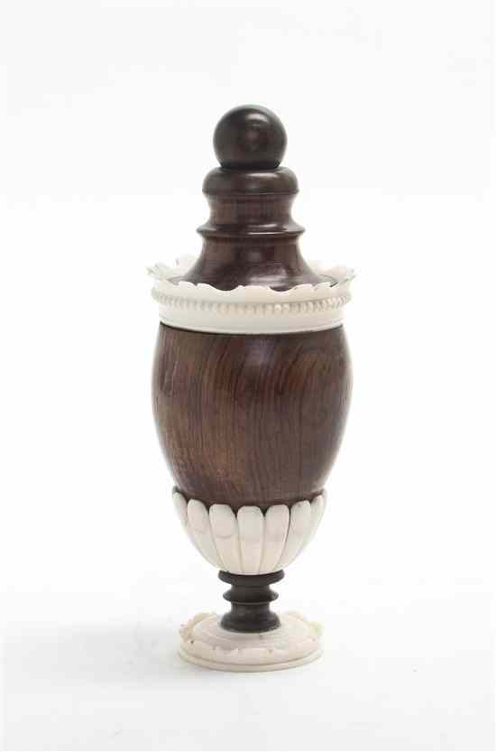 Appraisal: A Continental Turned Rosewood and Ivory Urn of baluster form