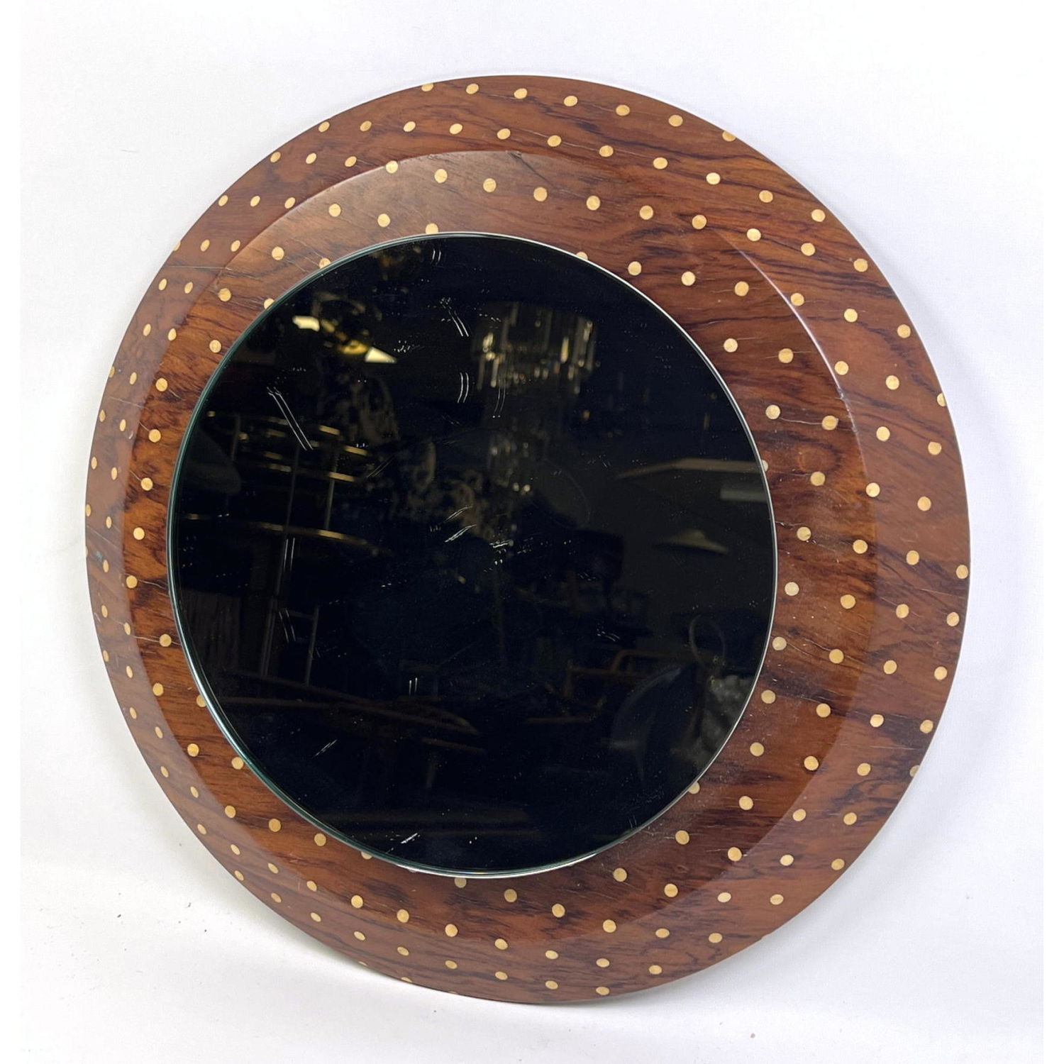 Appraisal: American Craft Studio Wood Wall Mirror Round Mirror Mounted on