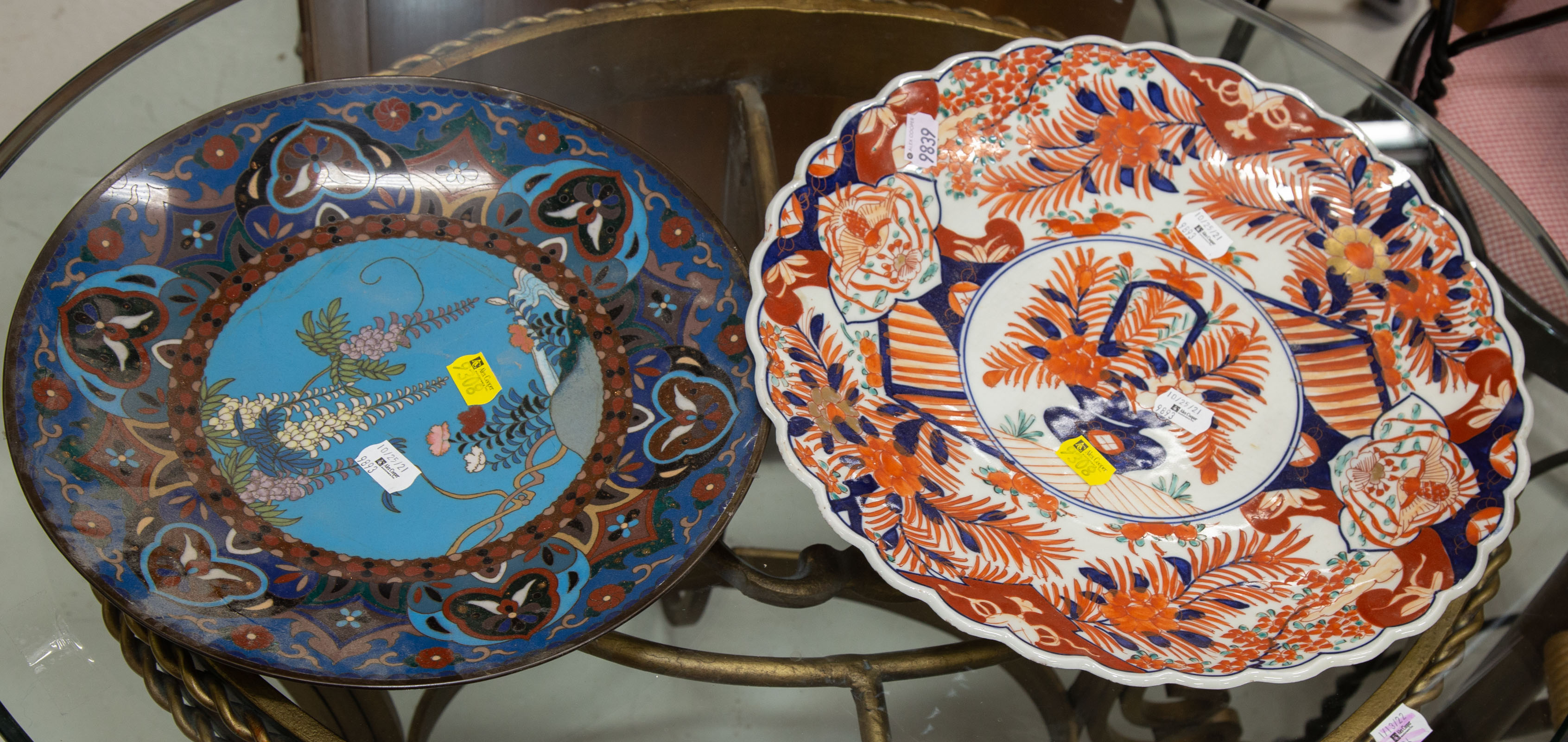 Appraisal: TWO ASIAN ITEMS Includes a Japanese cloisonne charger and an