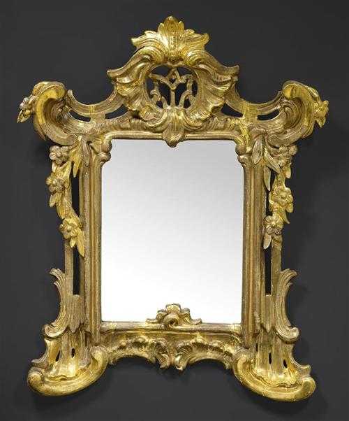 Appraisal: PIERCED AND CARVED WOOD MIRROR Louis XV German th century