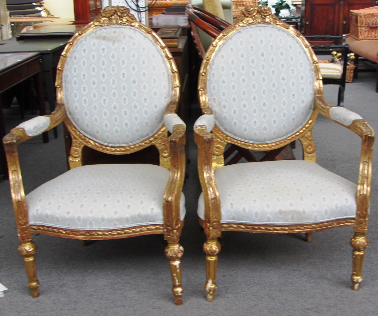 Appraisal: A pair of late th century Italian gilt framed semi