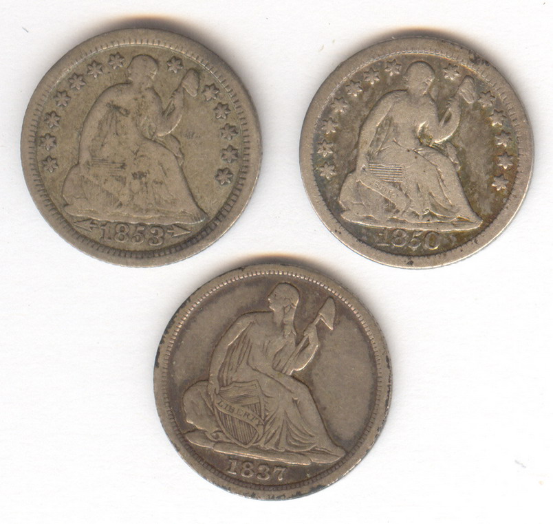 Appraisal: U S SEATED LIBERTY HALF DIMES Estate coins