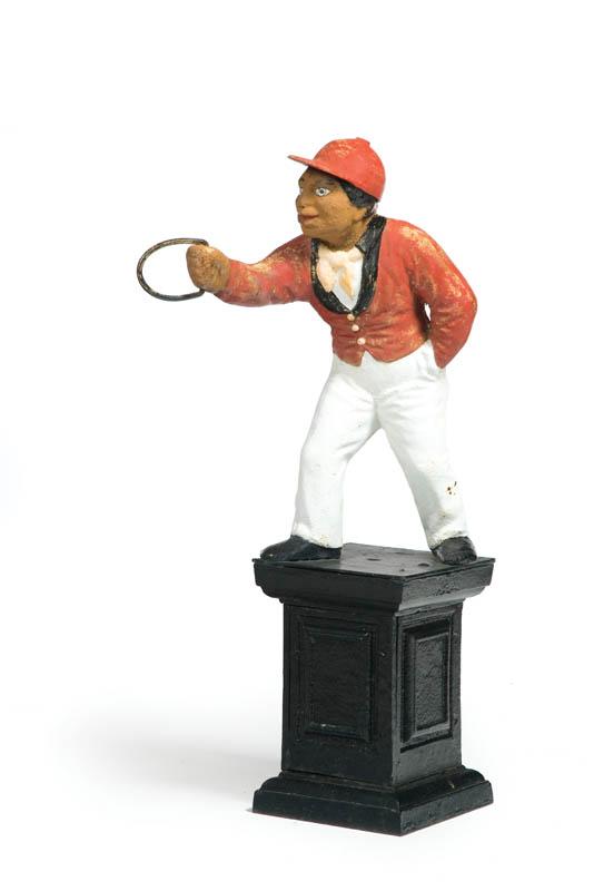 Appraisal: CAST IRON JOCKEY American late th century Figure in jockey