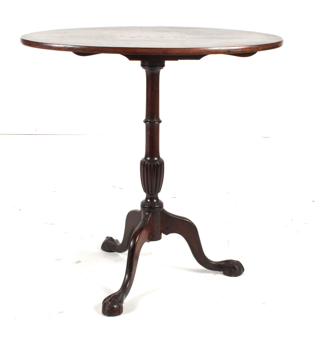 Appraisal: Federal style mahogany tilt-top candlestand early th century urn inlaid