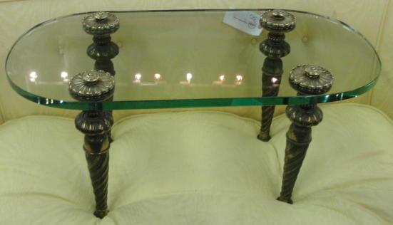 Appraisal: Glass Top and Gilt Metal Coffee Table From an East