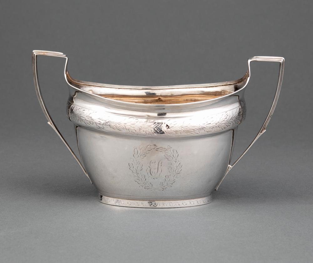 Appraisal: George III Sterling Silver Sugar Bowl London marks rubbed reeded