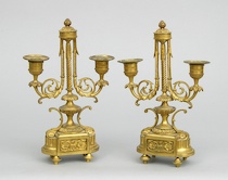 Appraisal: A Lovely Pair Of Two-Arm Dore Bronze Candleabra A lovely