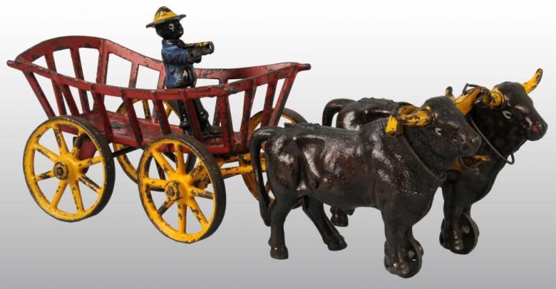 Appraisal: Cast Iron Dent Ox-Drawn Plantation Wagon Toy Description Pulled by