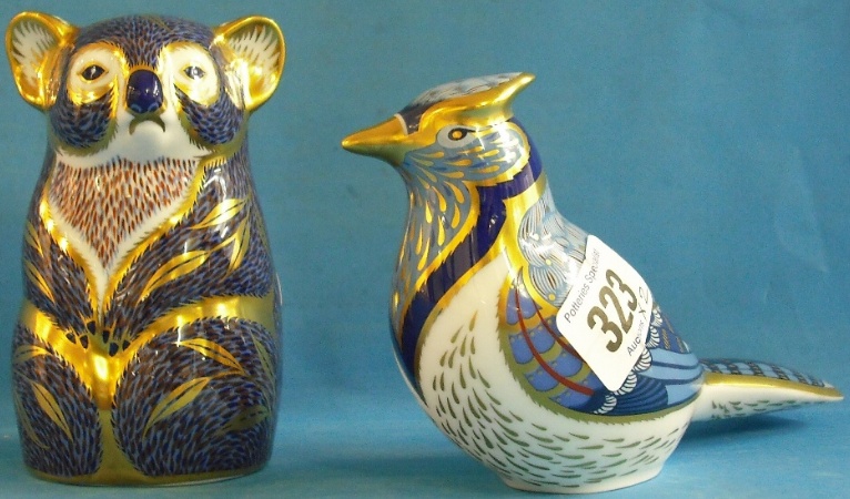 Appraisal: Royal Crown Derby Paperweights Blue Jay and Koala Bear boxed