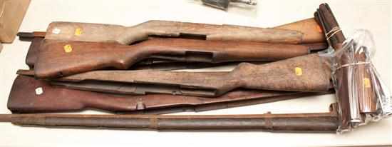 Appraisal: Group of accessories including rifle stock parts rifle stocks stock