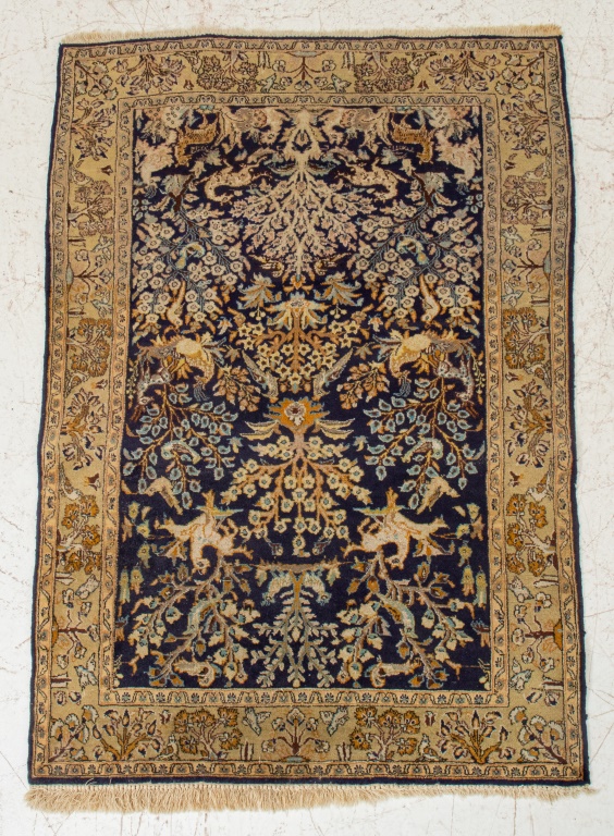 Appraisal: PERSIAN ISFAHAN AHMAD PICTORIAL TREE RUG Persian Isfahan Ahmad hand