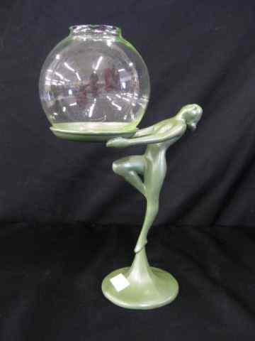 Appraisal: Art Deco Figurine of a Nude Woman holding a green