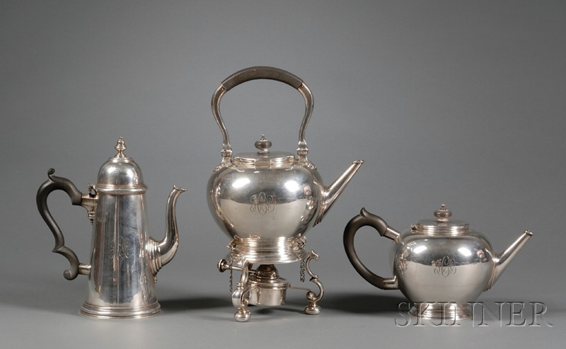 Appraisal: Set of Three George VI Silver Tea and Coffee Pots