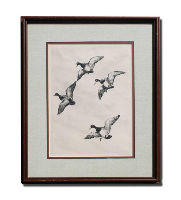 Appraisal: CLARK Roland American - Ducks in Flight Etching sight size