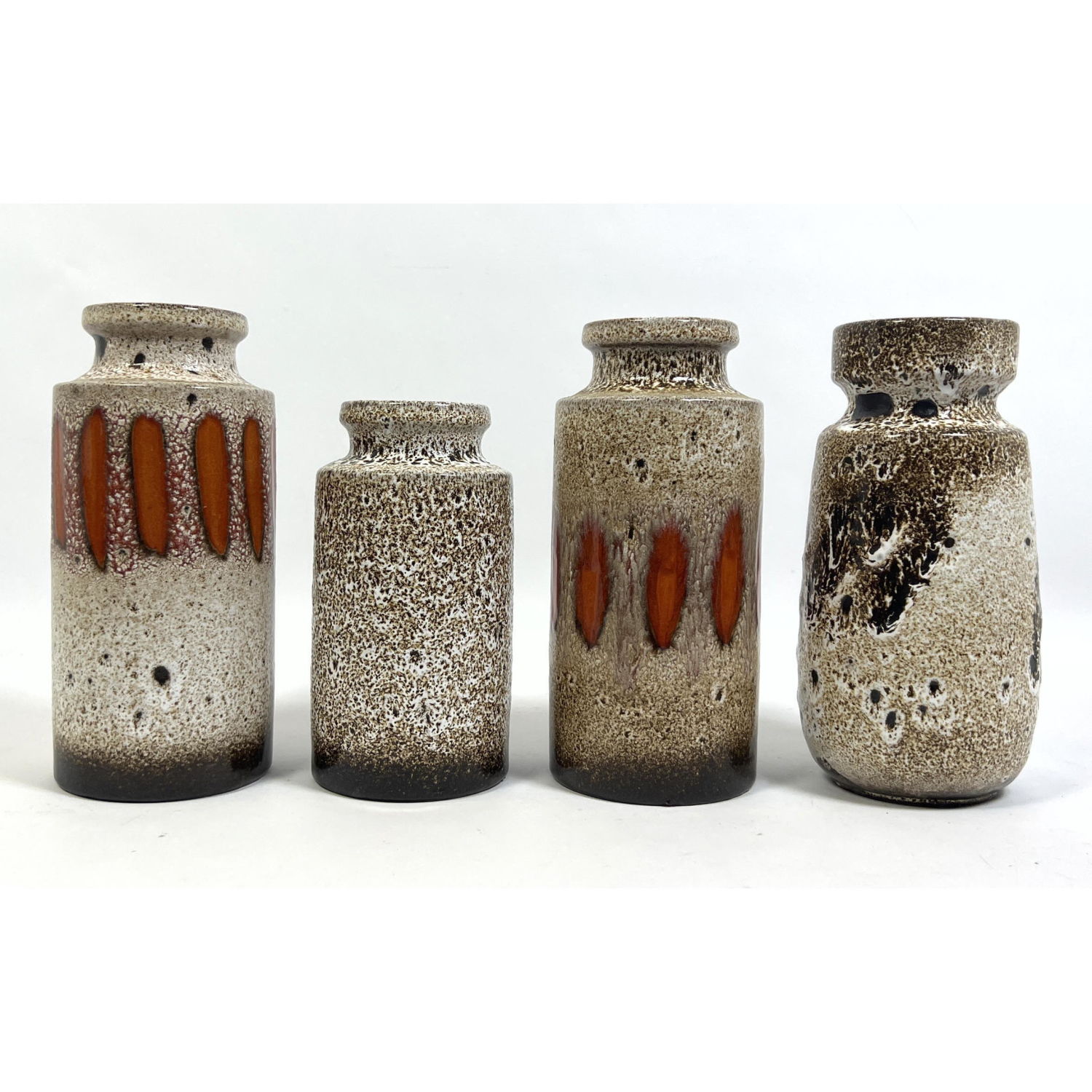 Appraisal: pc WEST GERMAN Art Pottery Modernist Vases Mottled Warm glazes