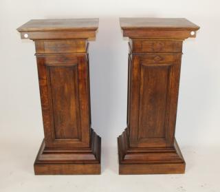 Appraisal: Pair of American oak exhibition pedestals A pair of American