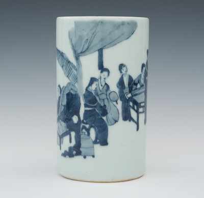 Appraisal: A Chinese Blue and White Brush Pot Qing Dynasty Cylindrical