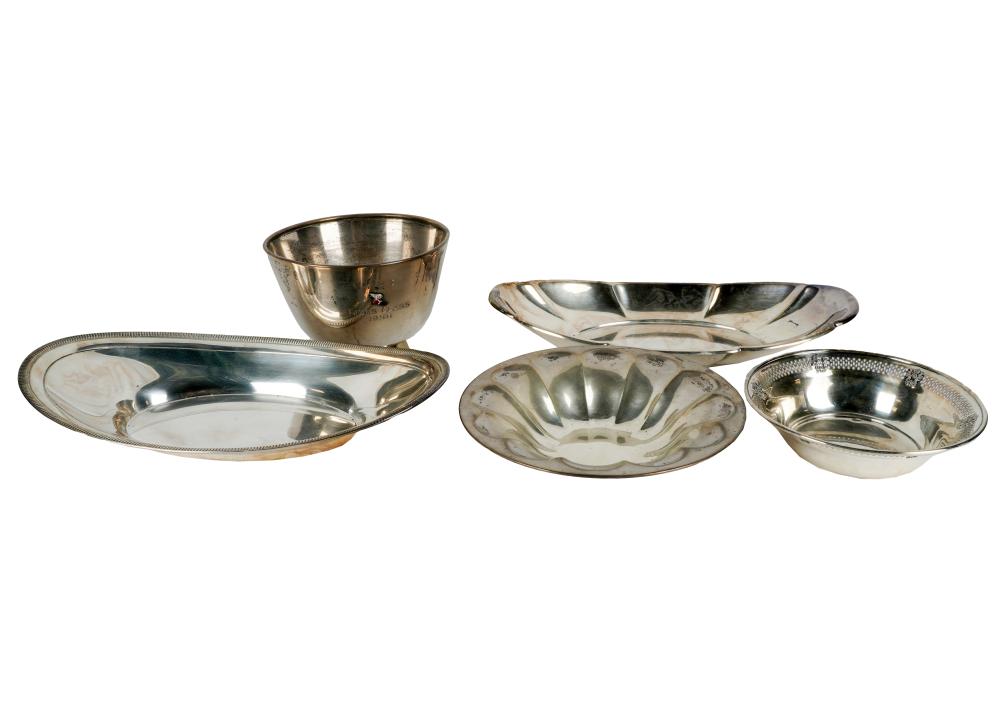 Appraisal: FIVE AMERICAN STERLING BOWLSeach with maker's mark and further marked