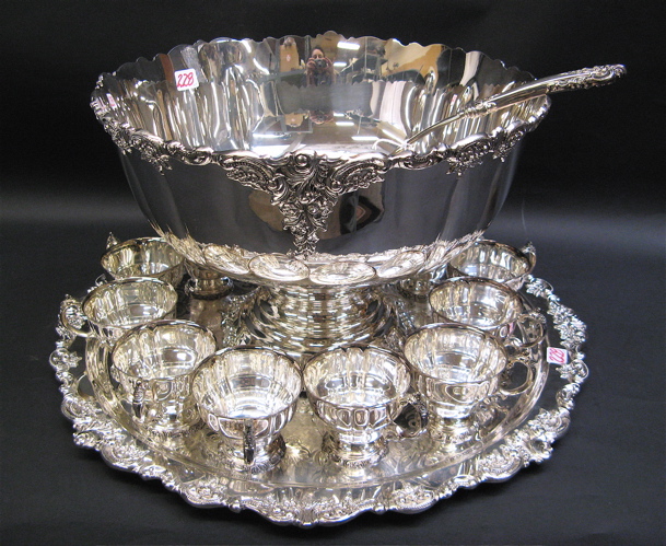 Appraisal: FIFTEEN PIECE WALLACE SILVER PLATED PUNCH SET in the Baroque