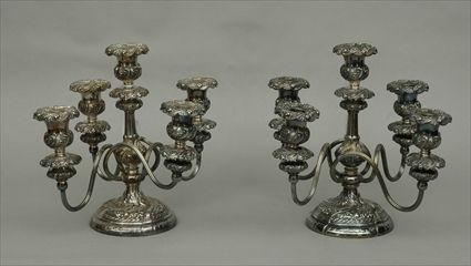 Appraisal: Silver-Plated Five-Light Candelabra