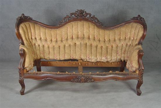 Appraisal: Victorian Channel Tufted Back Sofa Circa Serpentine back with foliate