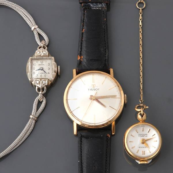 Appraisal: A collection of watches three diamond and gold ladies watches