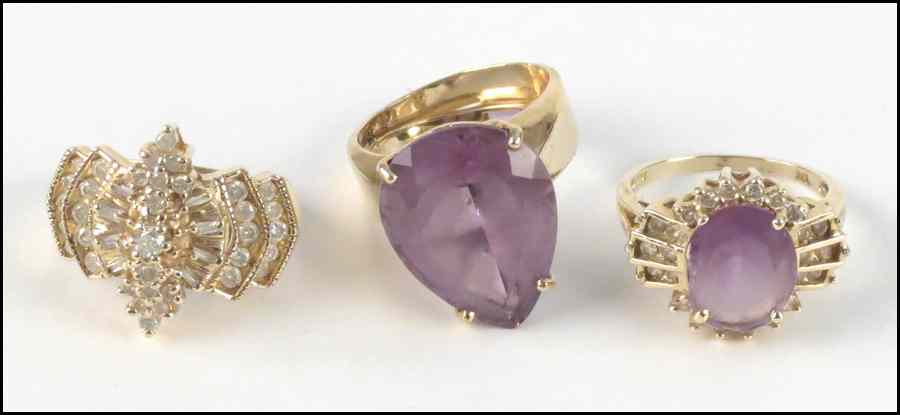 Appraisal: AMETHYST DIAMOND AND KARAT YELLOW GOLD RING Together with a