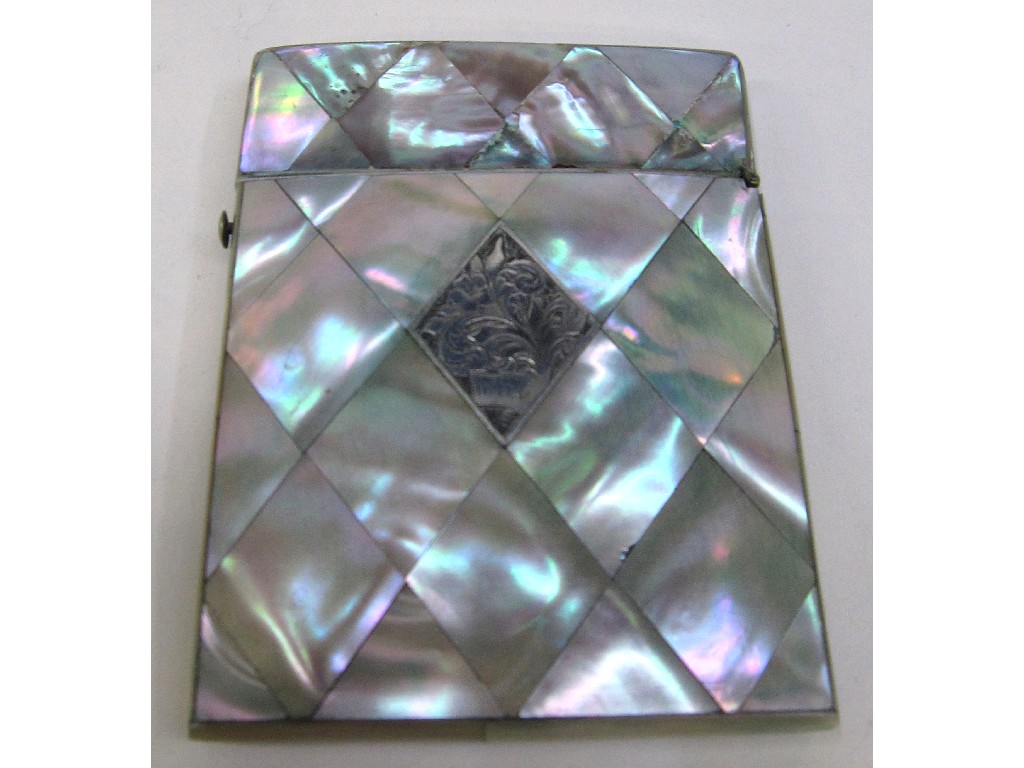 Appraisal: Mother of pearl and silver mounted card case