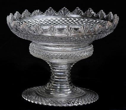 Appraisal: REGENCY CUT-GLASS BOWL AND SEPARATE STAND The crenellated rim above