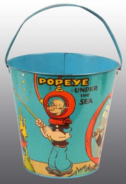 Appraisal: Tin Litho Popeye Under the Sea Scene Sand Pail Description