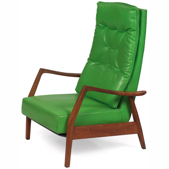 Appraisal: Milo Baughman recliner by James Inc elm frame with collapsible