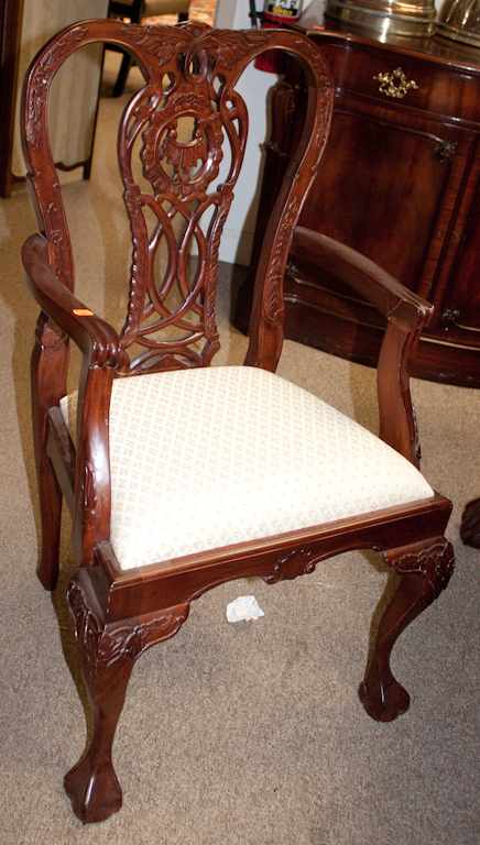 Appraisal: Pair of Chippendale style mahogany slip seat armchairs Estimate -