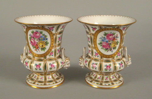 Appraisal: Pair of Dresden enameled porcelain vases with floral and gilt