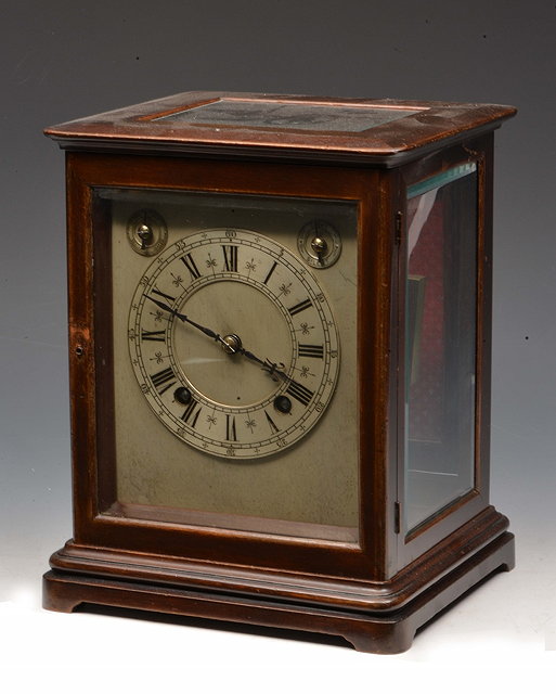 Appraisal: AN EARLY TH CENTURY MAHOGANY FOUR GLASS MANTEL CLOCK the