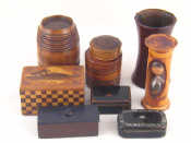 Appraisal: Treen Seven items of treen and two moulded boxes including