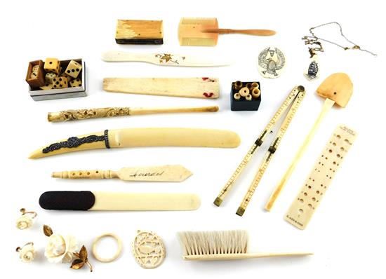 Appraisal: Carved ivory and bone pieces th - th C assortment