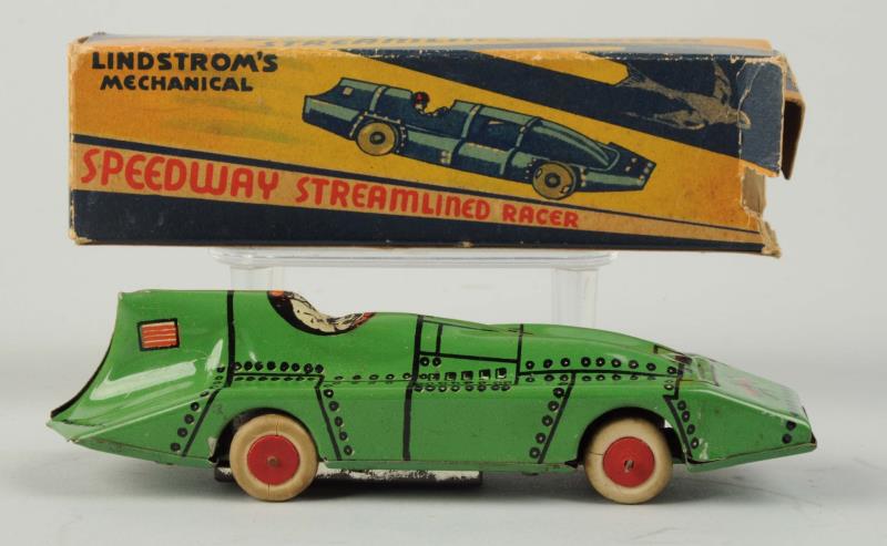 Appraisal: Lindstrom Tin Litho Wind-Up Race Car Toy With original box