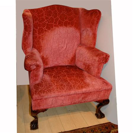 Appraisal: George II Style Mahogany Wing Chair Estimate -