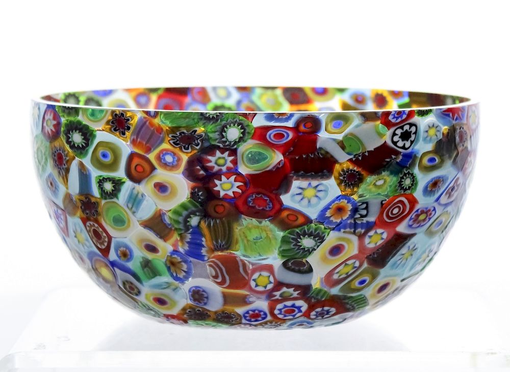 Appraisal: Murano Millefiori Toso Italian Art Glass Bowl Vintage Murano millefiori